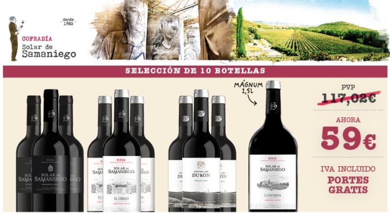 ¡Chollo! Pack de 10 botellas de Rioja y Ribera del Duero sólo 59€ + envío gratis (PVP 117€)