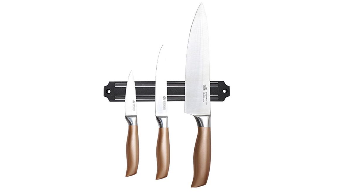 ¡Chollazo! Set 3 Cuchillos + Barra magnética Just For Chefs Q2906 por sólo 9,99€ (antes 26,63€)