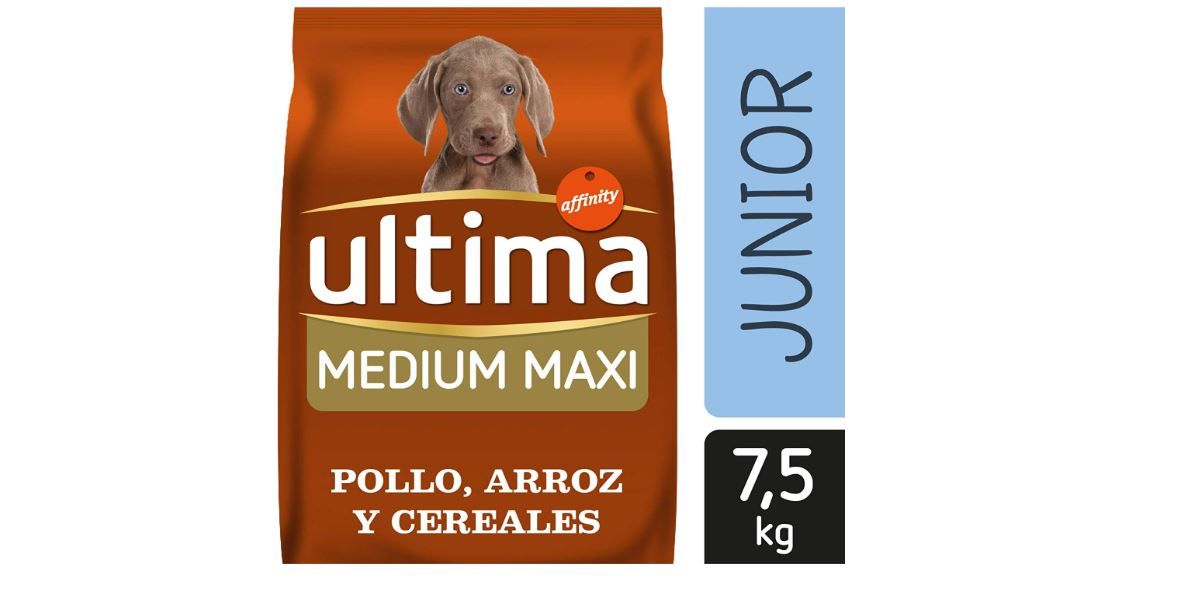 ¡Chollo! 7,5Kg de Pienso para Perros Medium Maxi Junior con Pollo de la marca Ultima por sólo 12,98€ (PVP 27€)