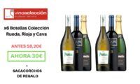 ¡Chollo! Pack de 6 botellas Colección Rueda, Rioja Y Cava valoradas en 58,20€ por sólo 30€ + Regalo