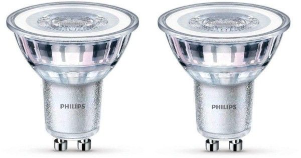 ¡Chollo plus! Pack de 2 bombillas LED Philips GU10 sólo 5,90€ (antes 16,07€)