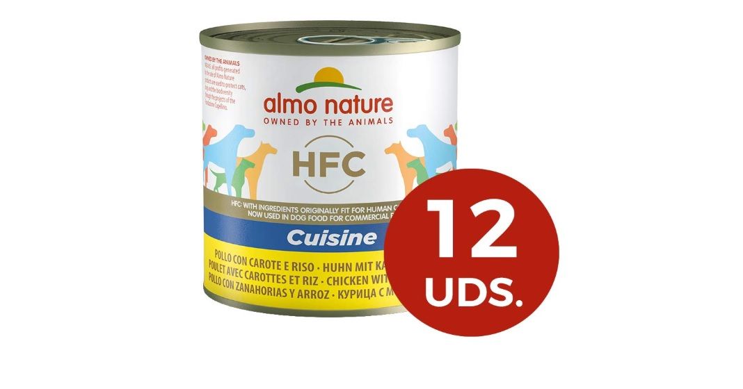 ¡Chollazo! Pack de 12 latas de  comida para perros Almo Nature Dog HFC Cuisine por sólo 9,77€ (antes 33,42€)