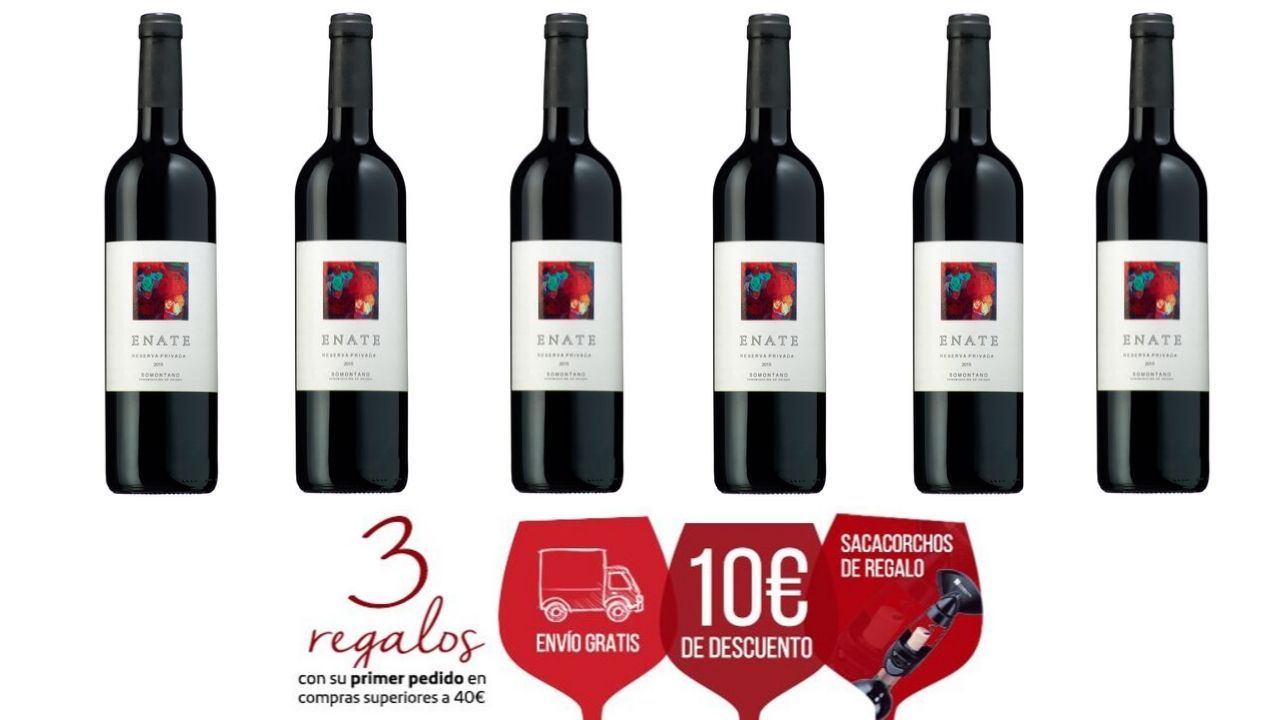 ¡Chollo! Pack de 6 botellas de vino Enate Reserva Privada 2015, D.O. Somontano por sólo 40€ (PVP 72€)