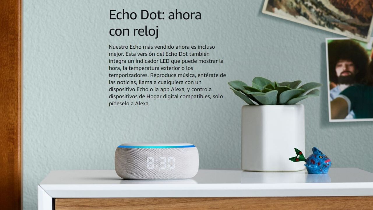 ¡Chollazo! Nuevo Echo Dot altavoz con reloj 3.ª generación por 33€ (PVP 69,99€)