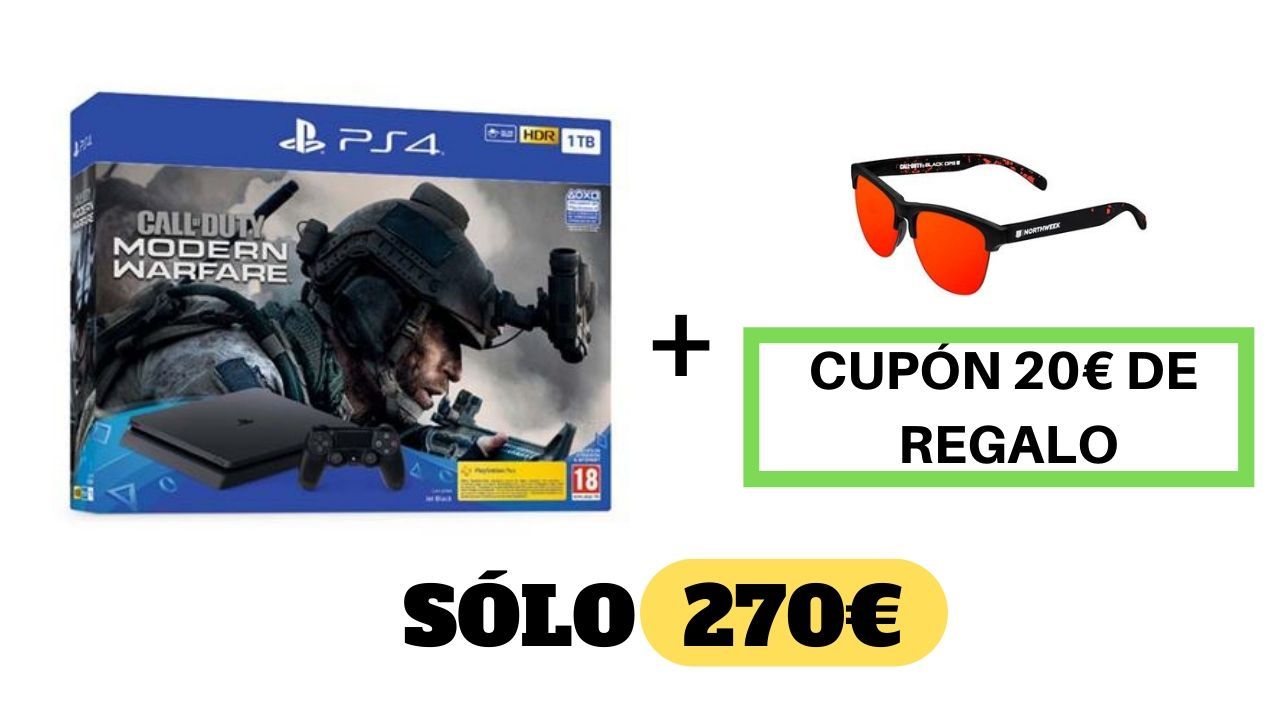 ¡Chollo! PS4 Slim 1TB + COD Modern Warfare 2019 + Gafas de sol Northweek + 20€ de Regalo por sólo 270€ (PVP 349,95€)
