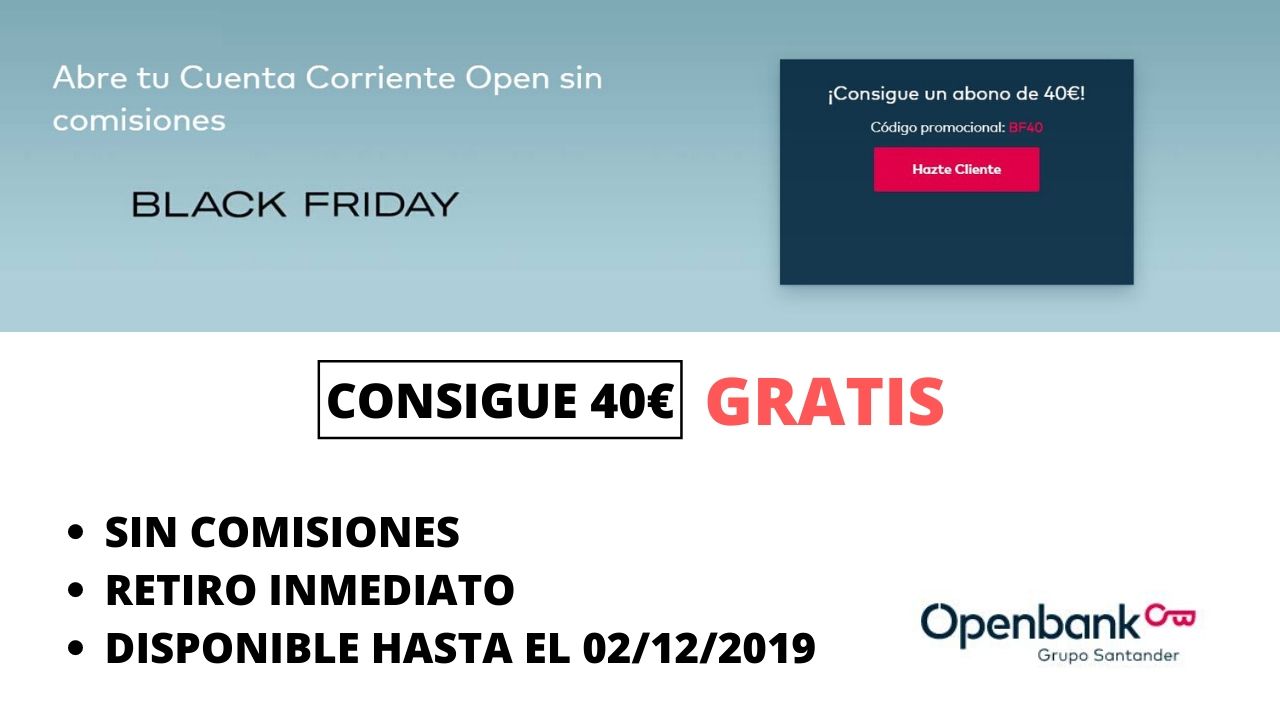 ¡Chollo! 40€ GRATIS al abrir una cuenta Openbank sin comisiones ni permanencia