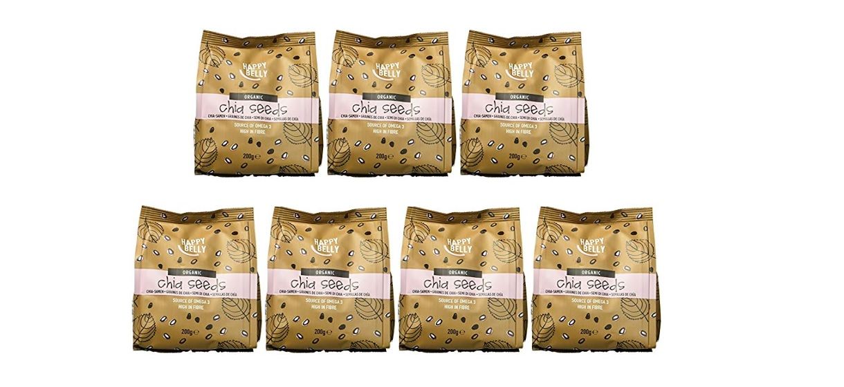 ¡Descuentazo! 7 bolsas de Happy Belly semillas de chía orgánica por sólo 5,56€ (antes 21,41€)
