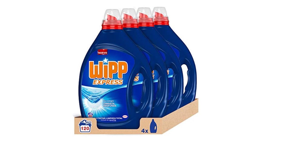 ¡Chollo! Pack de 4 envases de detergente Wipp Express de 30 lavados