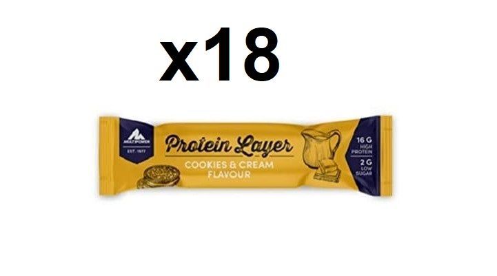 Pack 18 barritas Multipower Protein Layer sabor Cookies & Cream sólo 6,48€ (PVP +18€)