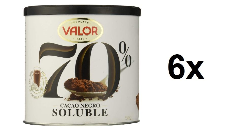 ¡Chollazo! Pack de 6 botes Valor Cacao Soluble Negro 70% por sólo 12€ (dto al tramitar pedido)