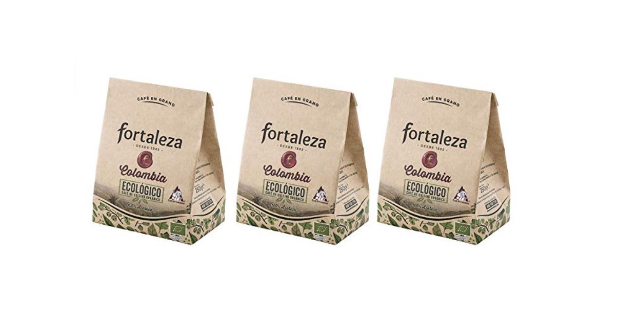 ¡Vuelve el Chollazo! Pack 3 envases de café Fortaleza en grano ecológico Colombia 100% arábica sólo 5,95€ (antes 17,85€)