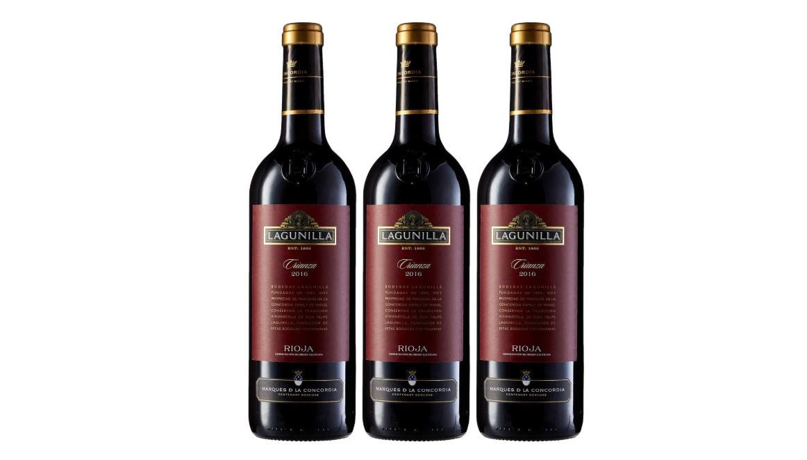 3 botellas de vino tinto crianza D.O. Rioja Lagunilla