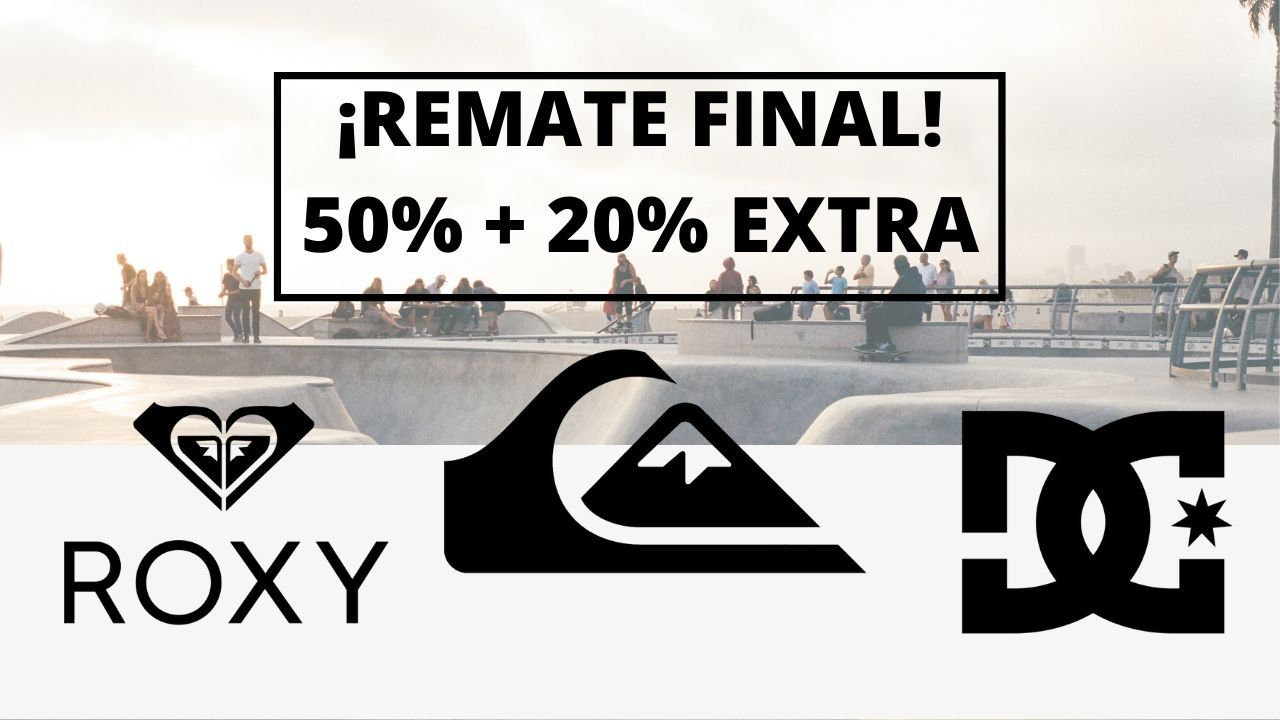 ¡Remate Final! Rebajas 50% + Código 20% Extra en Quiksilver, Roxy y DC