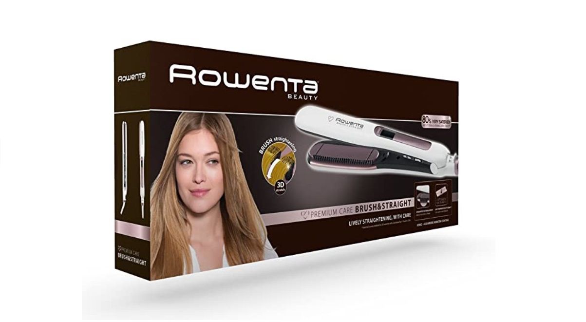 ¡Chollo! Plancha de pelo Rowenta Premium Care Brush & Straight SF7510F0 por sólo 35€ (PVP 79€)