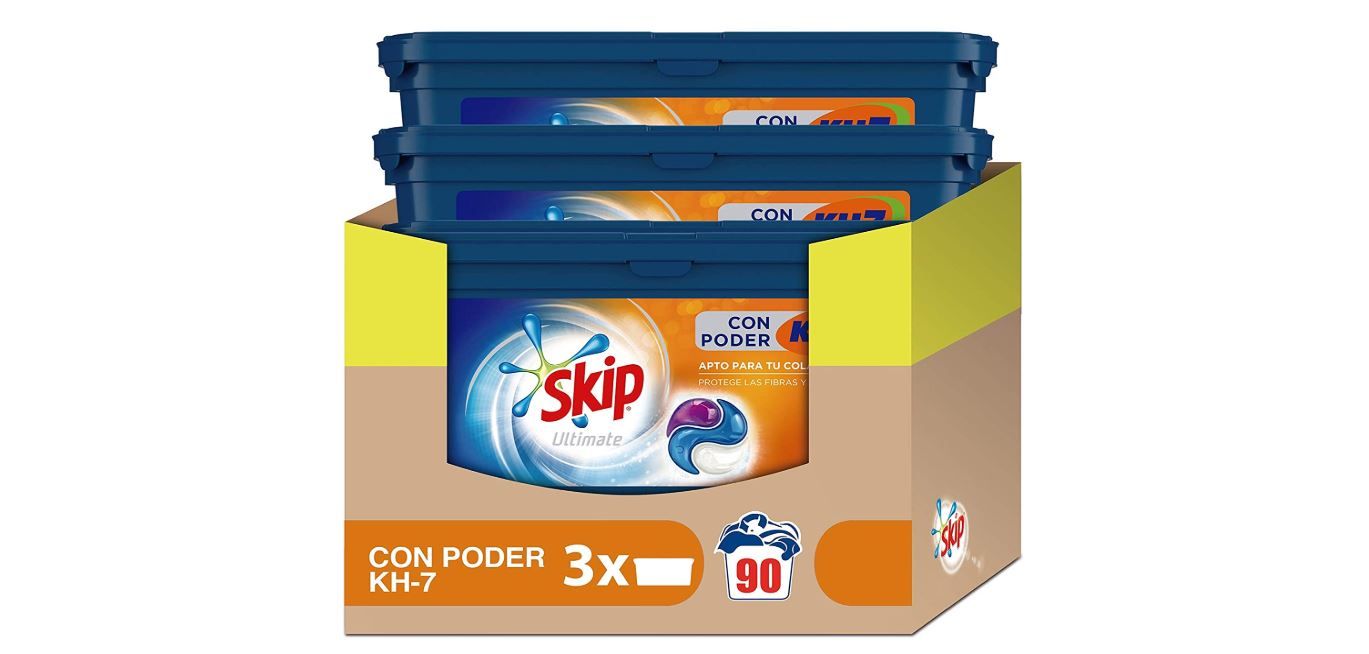 ¡Chollo! 90 cápsulas de detergente Skip con poder Kh7 por sólo 20,99€ (PVP 31€)