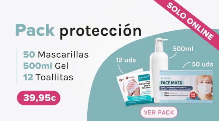 chollo pack proteccion mascarillas gel alcoholico
