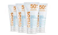 Pack de 4 cremas solares faciales Solimo de 50+ para pieles sensibles