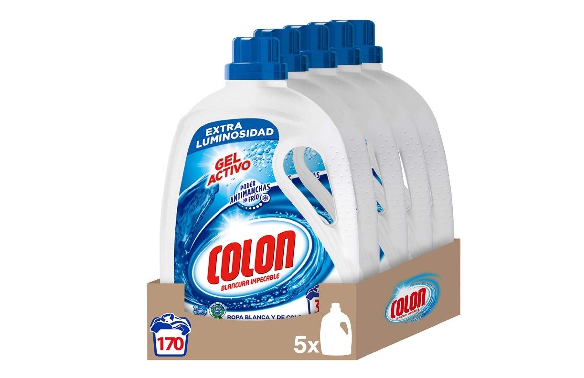 5 botellas de detergente líquido Colon Gel Activo (170 lavados)