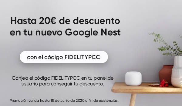 Cupón de hasta 20€ para productos Google Nest en PcComponentes