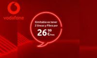 ¡Oferta Vodafone! Fibra 300Mb + 2 líneas móvil por 26,99€ (PVP 54,99€)