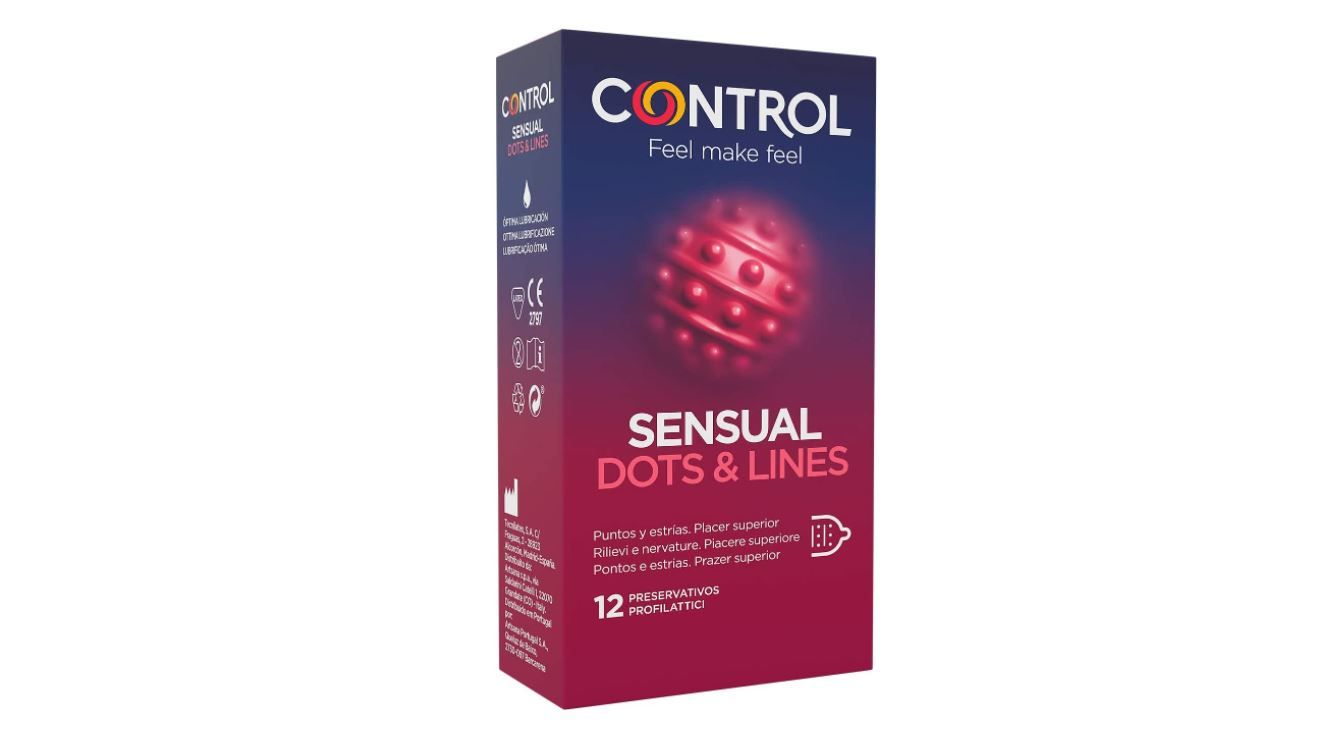 Caja de 12 preservativos Control Sensual Dots & Lines