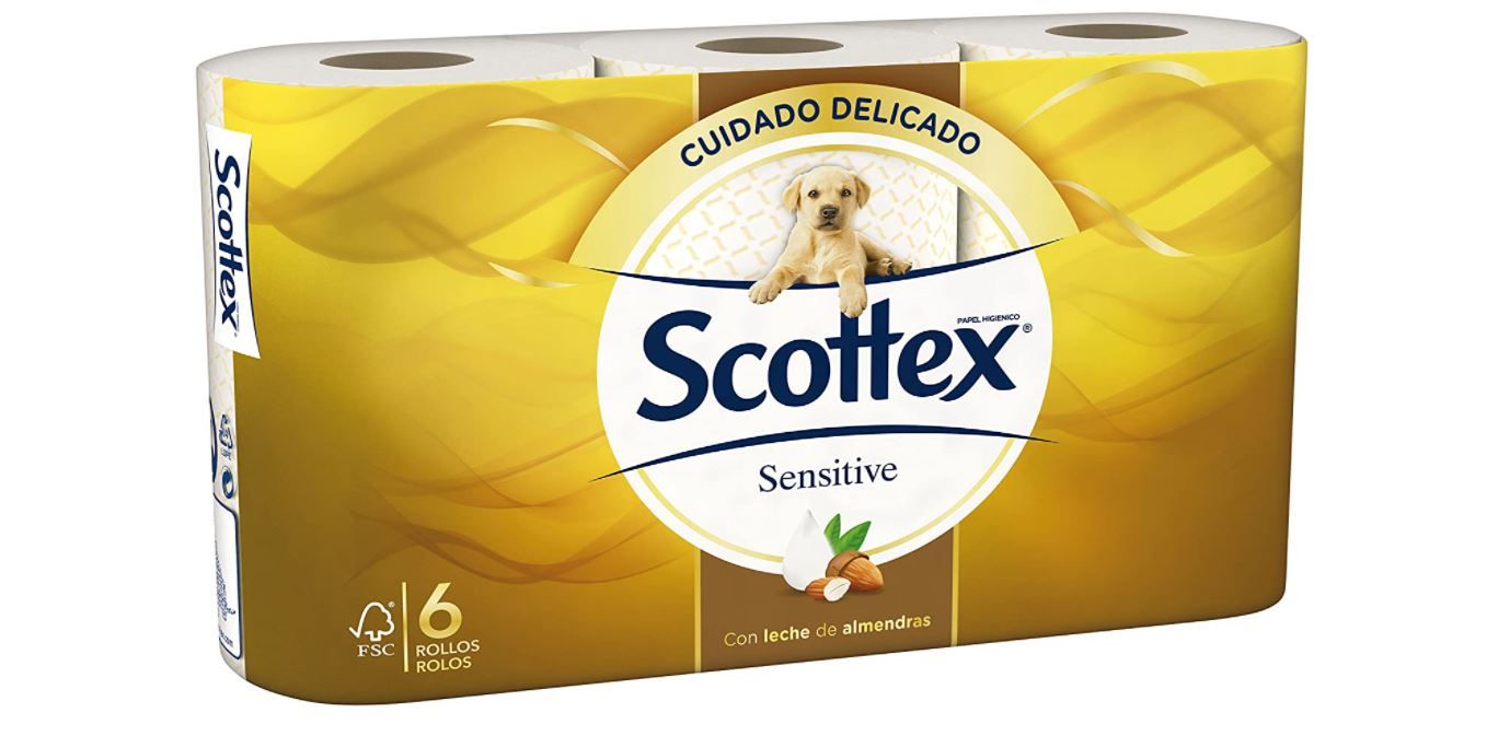 ¡Promo 3x2! 18 rollos Papel Higiénico Scottex Sensitive por sólo 4,78€ (PVP 8,25€)