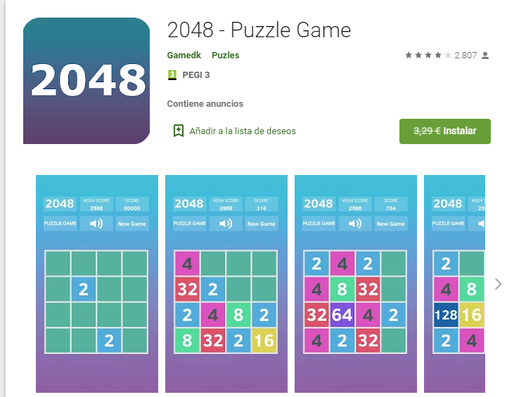 2048 - Puzzle Game Gratis por tiempo limitado.