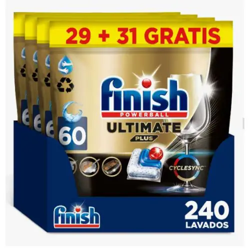 240 pastillas Finish Powerball ULTIMATE PLUS ALL IN 1  para Lavavajillas (0,13€/dosis)