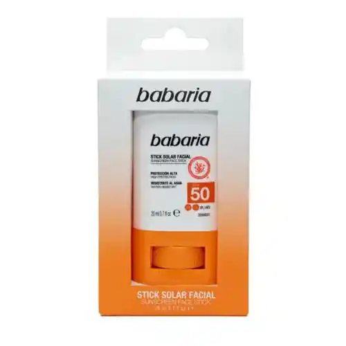 2x unidades Babaria Stick Solar Facial SPF50+ Niños y Adultos (-70% dto en 2ª unidad)
