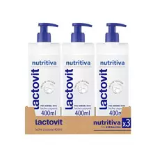 3 envases de leche corporal nutritiva con protein calcium Lactovit