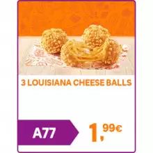 3 Louisiana Cheese Balls por 1,99€ en Popeyes (oferta válida en pedidos en restaurante)