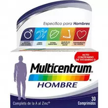 30 comprimidos MULTICENTRUM, Complemento Alimenticio Multivitamínico y Multimineral Para Hombres
