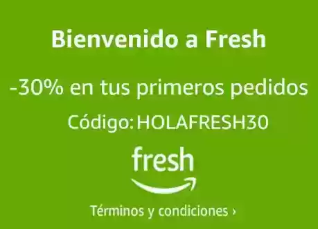 -30% en tus primeros pedidos Amazon Fresh (productos frescos) en Madrid, Barcelona, Sevilla, Zaragoza y Valencia