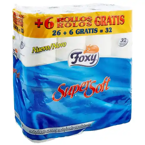 32x Rollos de papel higiénico Foxy Supersoft de 3 capas