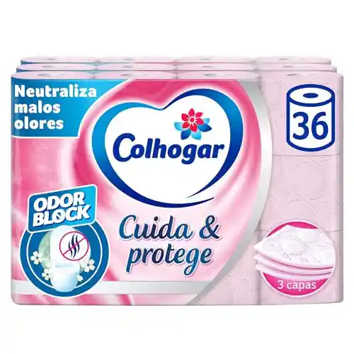 36 Rollos Colhogar Cuida & Protege Papel Higiénico de 3 capas (0,3€ el rollo)