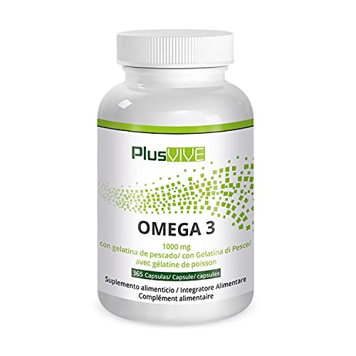 365 cápsulas de omega 3 con recubrimiento de gelatina de pescado (1000 mg) Plusvive