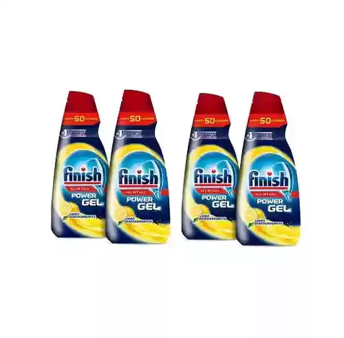4 botes de Finish All in 1 Max Power Gel Limón Higiene Lavavajillas (total 200 lavados)