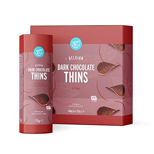 4 Envases de láminas de chocolate negro belga Happy Belly