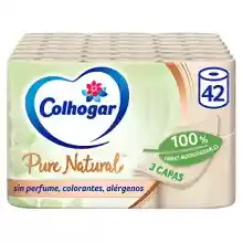 42 rollos de papel higiénico Colhogar Pure Natural 3 capas