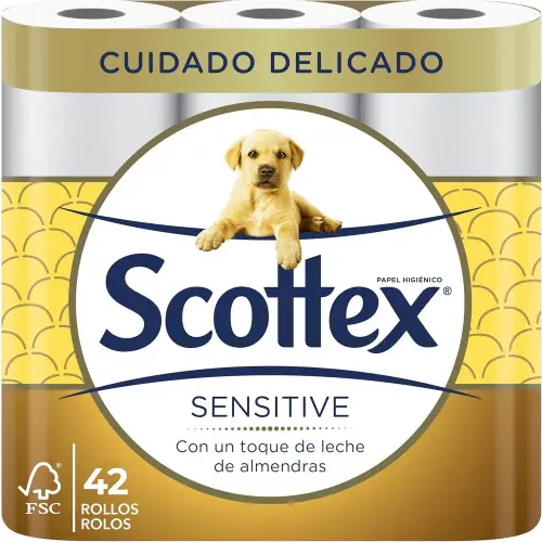 42 rollos Scottex Sensitive Papel Higiénico