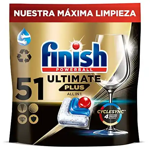 51 Cápsulas Lavavajillas Finish Powerball Ultimate Plus All in 1