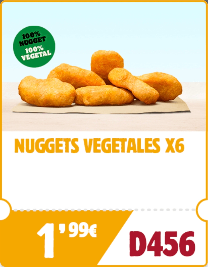 6 nuggets vegetales por 1,99€ en Burger King