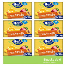6 Packs de 2 x 120 g de Hero Baby Tarritos de Frutas Variadas