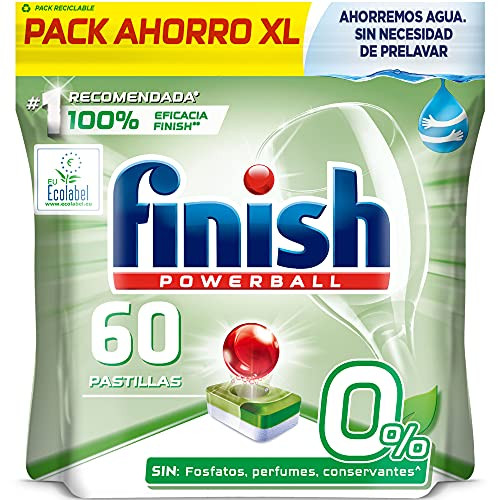 60 pastillas Finish Powerball 0% para el lavavajillas