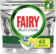 63 Cápsulas De Lavavajillas Fairy Platinum Todo En Uno Limón
