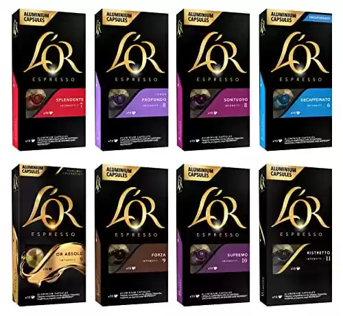 80 Cápsulas Compatibles Nespresso de L'OR - Surtido de Cápsulas de Café 8 sabores