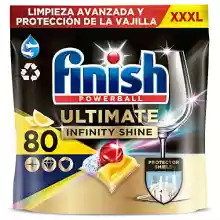 80 cápsulas lavavajillas Finish Powerball Ultimate Infinity Shine Limón