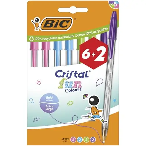 8x Bolígrafos BIC Cristal Fun en colores variados