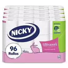 96 rollos Papel Higiénico de 2 capas Nicky Ultrasoft (140 servicios por rollo) - A 0,19€ el rollo!!