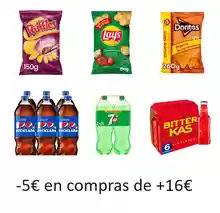 Ahorra 5 € cuando gastes 16 € en una selección de bebidas y snacks en Amazon